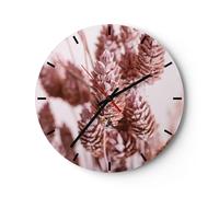 Horloge murale en verre 40x40cm Silencieuse Séché Fleur Eco Wall Clock