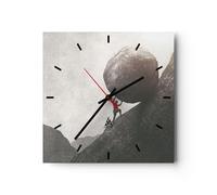 Horloge murale en verre 40x40cm Silencieuse Sisyphe Travail Pierre Wall Clock