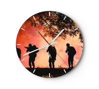 Horloge murale en verre 40x40cm Silencieuse soldat fusil Wall Clock Decoration