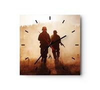Horloge murale en verre 40x40cm Silencieuse soldat fusil Wall Clock Decoration