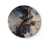 Horloge murale en verre 40x40cm Silencieuse Sombre Abstraction Or Wall Clock
