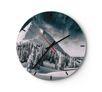 Horloge murale en verre 40x40cm Silencieuse Sombre Ciel Montagne Wall Clock