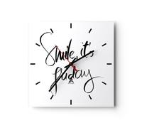 Horloge murale en verre 40x40cm Silencieuse Sourire moi-même vendredi Wall Clock