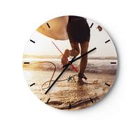 Horloge murale en verre 40x40cm Silencieuse Surf Plage Joie Wall Clock