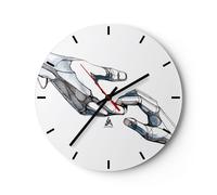 Horloge murale en verre 40x40cm Silencieuse Surréalisme Mains Aide Wall Clock