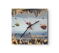 Horloge murale en verre 40x40cm Silencieuse Surréalisme Vol Ballons Wall Clock