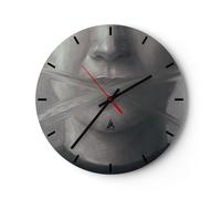 Horloge murale en verre 40x40cm Silencieuse Symbole Bouche Discours Wall Clock