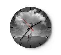 Horloge murale en verre 40x40cm Silencieuse Symbole Échelle Ciel Wall Clock