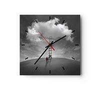 Horloge murale en verre 40x40cm Silencieuse Symbole Échelle Ciel Wall Clock