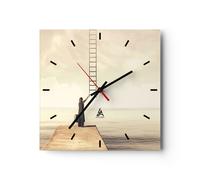 Horloge murale en verre 40x40cm Silencieuse Symbole Femme Échelle Wall Clock