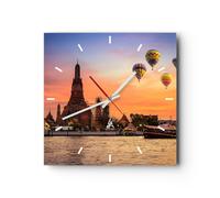 Horloge murale en verre 40x40cm Silencieuse temple asie Wall Clock Decoration