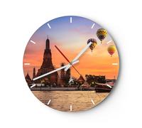 Horloge murale en verre 40x40cm Silencieuse temple asie Wall Clock Decoration