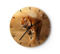 Horloge murale en verre 40x40cm Silencieuse tigre animal Wall Clock Decoration