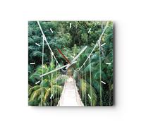 Horloge murale en verre 40x40cm Silencieuse Tropique Jungle Pont Wall Clock