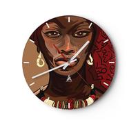 Horloge murale en verre 40x40cm Silencieuse une femme afrique Wall Clock