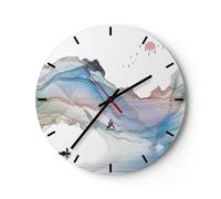 Horloge murale en verre 40x40cm Silencieuse Vagues Montagnes Fée Wall Clock