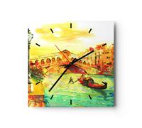 Horloge murale en verre 40x40cm Silencieuse Venise gondole Wall Clock Decoration
