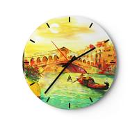 Horloge murale en verre 40x40cm Silencieuse Venise gondole Wall Clock Decoration