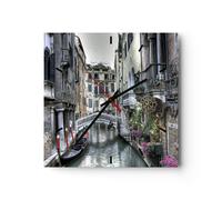 Horloge murale en verre 40x40cm Silencieuse Venise pont eau Wall Clock