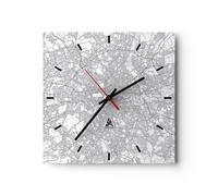 Horloge murale en verre 40x40cm Silencieuse Ville Carte Londres Wall Clock
