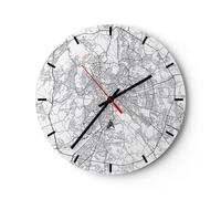 Horloge murale en verre 40x40cm Silencieuse Ville Carte Rome Wall Clock