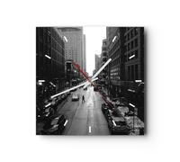 Horloge murale en verre 40x40cm Silencieuse ville rue maison Wall Clock
