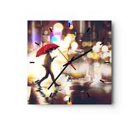 Horloge murale en verre 40x40cm Silencieuse ville rue nuit Wall Clock Decoration