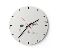 Horloge murale en verre 40x40cm Silencieuse Vol Oiseau Héron Wall Clock