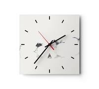 Horloge murale en verre 40x40cm Silencieuse Vol Oiseau Héron Wall Clock