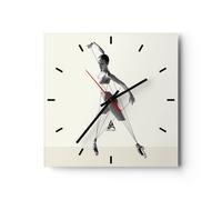 Horloge murale en verre 40x40cm Surréaliste Ballerine Marionnette Wall Clock