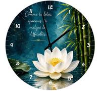 Horloge murale en verre lotus et bambou 29 cm