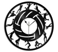 Horloge murale en vinyle avec ballon de volley-ball - Cadeau pour les amateurs de sport - Décoration de bureau - Style vintage - Pour bureau, bar, chambre
