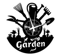 Horloge Murale en Vinyle Cadeau Fait Main Décorations Pour la Maison Home Office Vert Fleurs Jardin