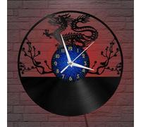 Horloge Murale en Vinyle Dragon Chinois, Horloge D’Enregistrement en Vinyle Art Mural Noir 12 Pouces pour Chambre à Coucher De Salon, LED