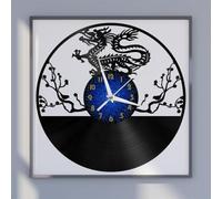 Horloge Murale en Vinyle Dragon Chinois, Horloge D’Enregistrement en Vinyle Art Mural Noir 12 Pouces pour Chambre à Coucher De Salon, Not LED