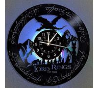 Horloge murale en vinyle, seigneur des anneaux LED 7 Lampe Couleur Nuit Rétro Horloge murale, salon, chambre enfants, cuisine, cadeaux uniques faits à la main Accueil Décoration murale,With light