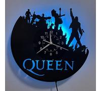 Horloge murale en vinyle The Queen Rock Band avec lampe de nuit LED 7 couleurs rétro pour salon, cuisine, cadeaux uniques faits à la main, décoration murale d'intérieur (avec lumière)