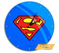 Horloge murale Superman DC Comics - Revêtement brillant, mouvement silencieux à quartz, diamètre 30,5 cm, pile AA requise