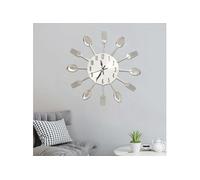 Horloge murale et cuillère et fourchette Argenté 31cm Aluminium