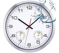 Horloge Murale Extérieure Étanche avec Affichage de la Température et de l Humidité Horloge Murale Silencieuse Blanc