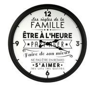 Horloge Murale "Famille" 50cm Blanc & Noir