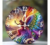 Horloge Murale Fée des Ailes Arc-en-ciel 40cm, Moderne Silencieuse Pendule Murale, Arabes Chiffres Pendules Murales Facile à Lire, horloge murale Ronde pour Décoration de Cuisine Salon Chambre Bureau