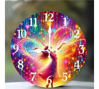 Horloge Murale Filles pluie arc-en-ciel 40cm, Moderne Silencieuse Pendule Murale, Arabes Chiffres Pendules Murales Facile à Lire, horloge murale Ronde pour Décoration de Cuisine Salon Chambre Bureau