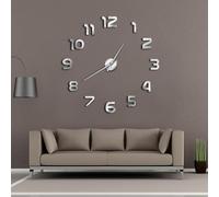 Horloge murale géante à faire soi-même - Design simple et moderne - Effet miroir 3D - Grands chiffres arabes - Horloge murale - Décoration d'intérieur