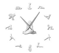 Horloge murale géante à faire soi-même pour trouver votre équilibre - Décoration murale d'intérieur - Grande horloge murale moderne - Cadeau de pleine conscience (argent, 119,4 cm)