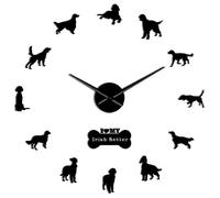 Horloge murale géante irlandaise à monter soi-même, sans cadre, horloge murale rouge, décoration murale pour animaux de compagnie (noir, 94 cm)