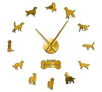 Horloge murale géante irlandaise à monter soi-même, sans cadre, horloge murale rouge, décoration murale pour animaux de compagnie (doré, 68,6 cm)