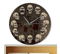 Horloge murale gothique d'Halloween en forme de tête de mort | Décoration silencieuse à piles pour salon, bureau, ferme, intérieur, Noël, cuisine, salle de bain