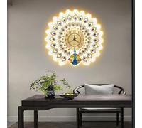 Horloge Murale Grand Format Paon, silencieuse, à Piles, avec Plumes 3D créatives et LED, Facile à Lire, Cadre décoratif en métal, idéale pour Le Salon, Le Bureau ou la Maison.