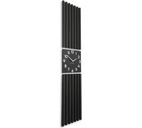 Horloge murale grande chêne moderne panneau de suspension lamelles 155x30cm sans bruit de tic-tac moderne bois chêne noir MDF aspect bois salon (noir)